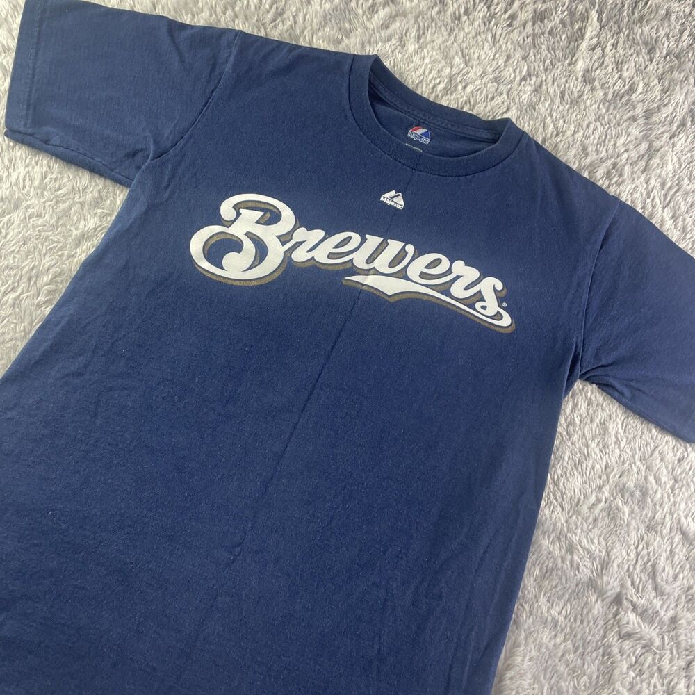 Milwaukee Brewers John Axford Shirt Mens Small Blue White Gold Ax Man Closer MLB